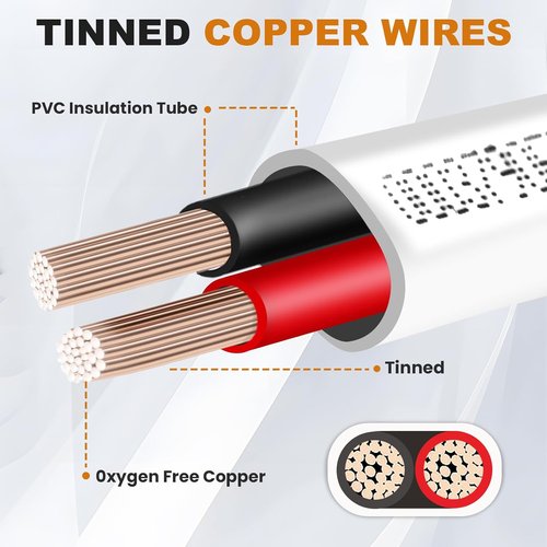Duplex Marine Wire - Tinned Copper Electrical Cable | Waterproof OFC Red & Black for Boat, RV, Solar