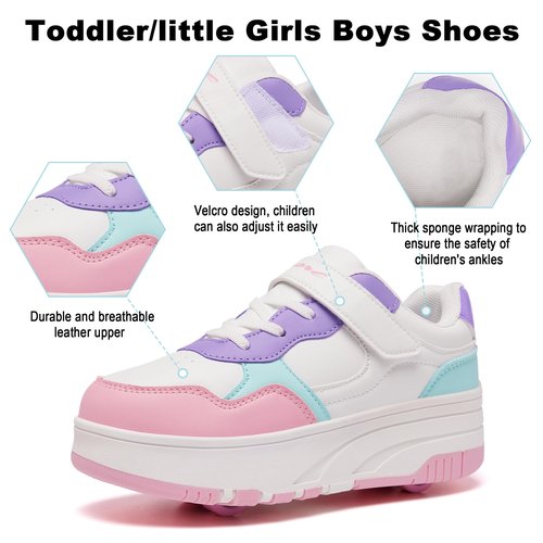 Joyfultime Kids Shoes with Wheels Boys Girls Roller Skate Shoes Wheeled Athletic Sneakers Suitable for Beginners