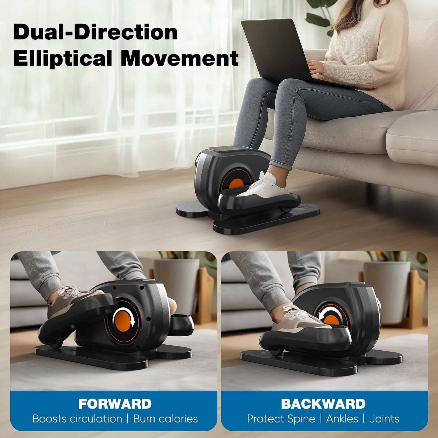 NEWBULIG Electric Seated Pedal Exerciser, Under Desk Elliptical Machine for Seniors, Quiet Portable Ellipse Leg Exerciser As Seen On TV with Remote Control, 12 Adjustable Speeds