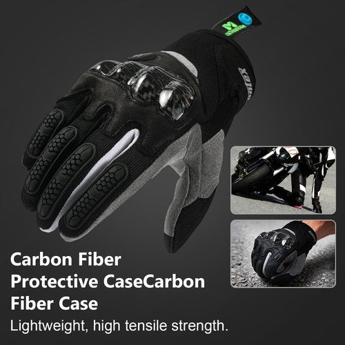 Masontex M30 Motorcycle Gloves - Breathable Carbon Fiber Riding Gloves with Knuckle Protection | Lightweight Touchscreen Design