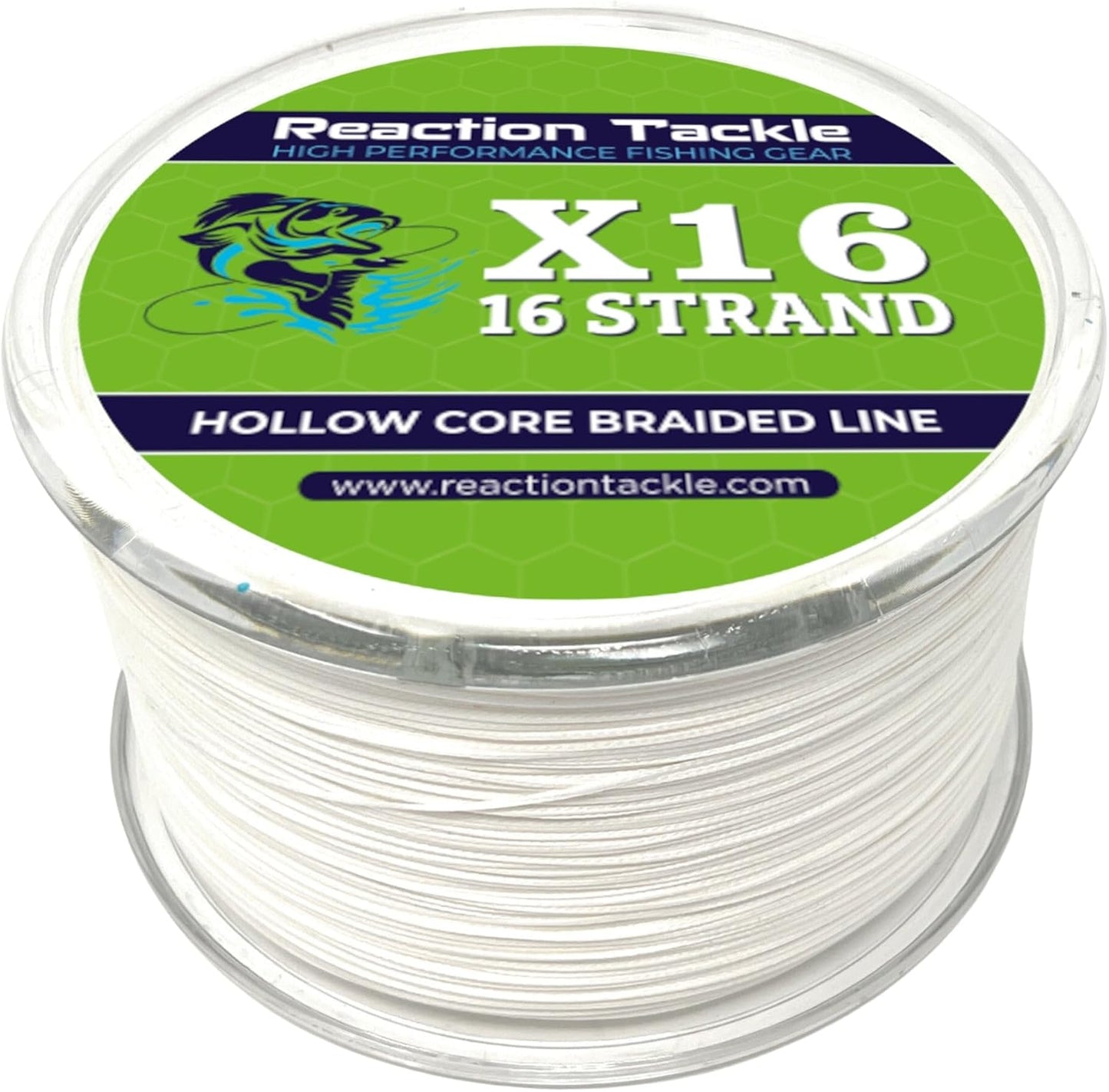 Reaction Tackle Hollow Core Braided Fishing Line - 16 Strand Braid for Freshwater & Saltwater Fishing