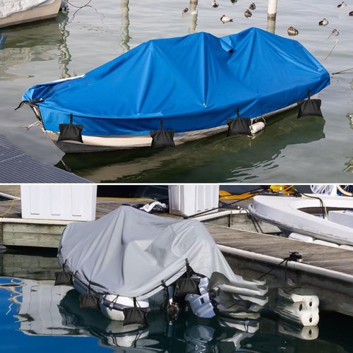 Boat Cover Sand Bags by [Brand Name] - Durable 900D Marine Grade Weighted Bags for Mooring & Tarp Stability