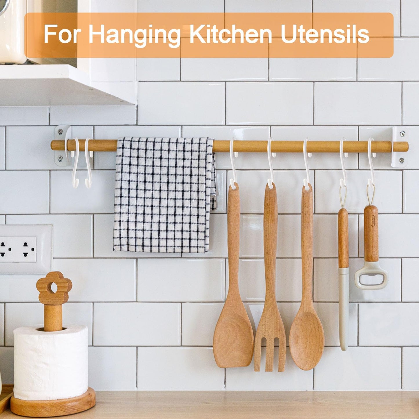 DINGEE 12 Pack 6 Inch S Hooks,Large S Hook Vinyl Coated Heavy Duty S Hook for Hanging, Non Slip S Hanger Closet Hooks, Steel Metal White Rubber S Hooks for Hanging Plants,Clothes,Jeans,Pot Pan Garden