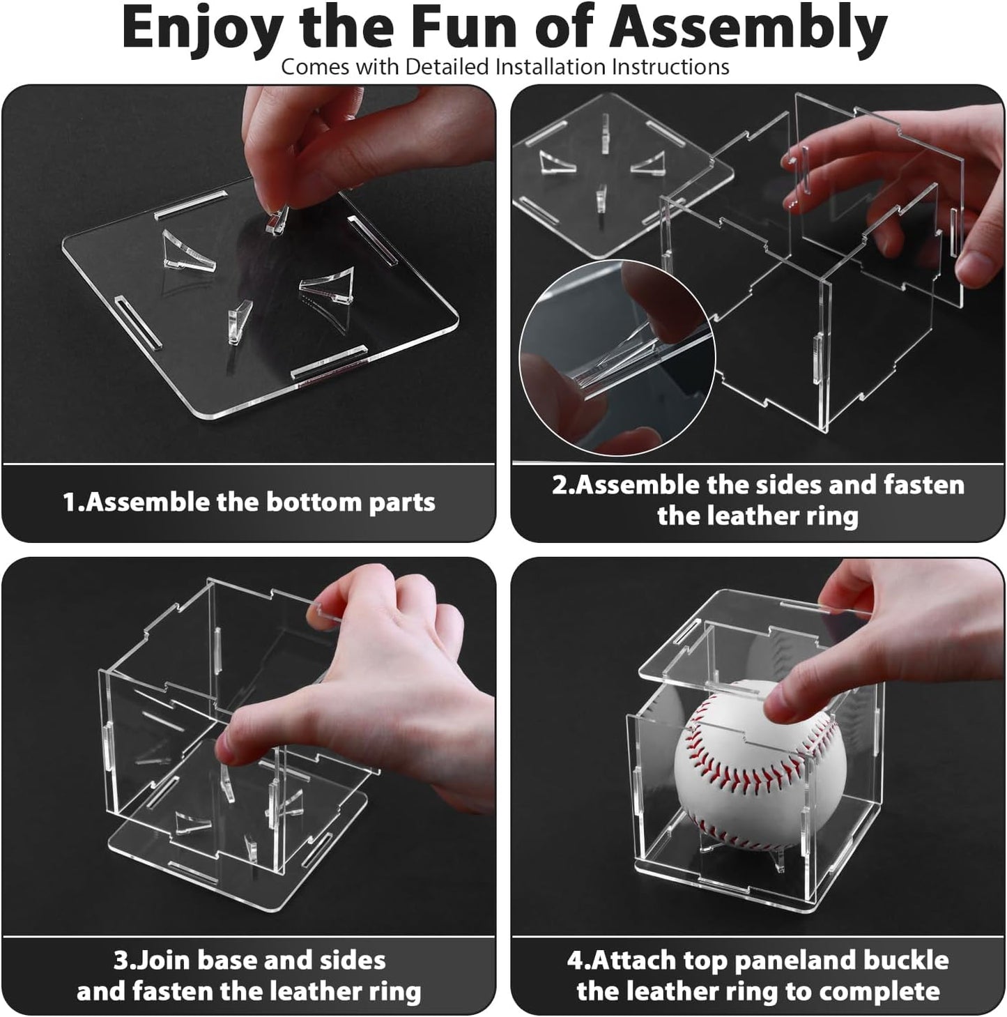 Skiennix Baseball Display Case - 12 Pack UV-Blocking Acrylic Holder for Signed Baseballs | 3.2 Inch Cube