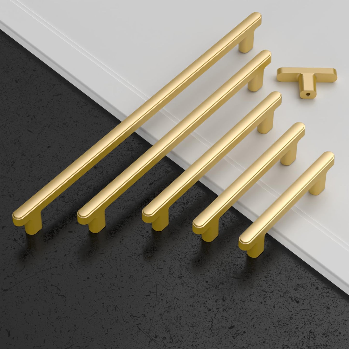 Amerdeco 10 Pack Brushed Gold Cabinet Pulls 10 Inch(256mm) Hole Center Drawer Pulls Cabinet Hardware Kitchen Cabinet Handles for Bathroom Dresser Pulls ZH0065