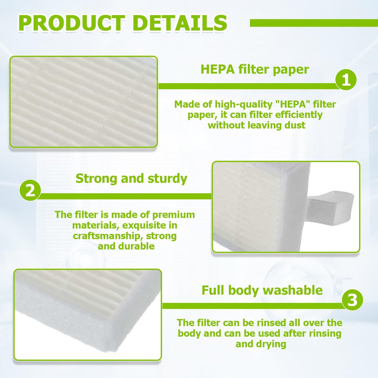 EPLZON HEPA Vacuum Filters Replace for I-LIFE v3 v3s V3s pro v5 v5s v5s Pro I-LIFE Robot Vacuum Filters(pack of 10pcs)