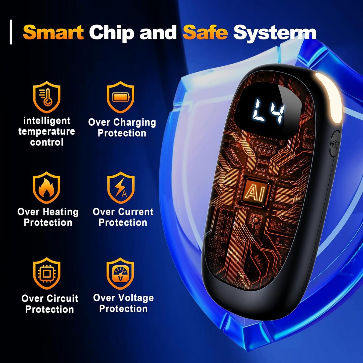 Skiennix Rechargeable Hand Warmers - Dual-Side Heating, Max 16 Hrs Warmth, LED Display & Flashlight | Perfect for Golf, Hunting, Camping & Valentine's Day Gifts