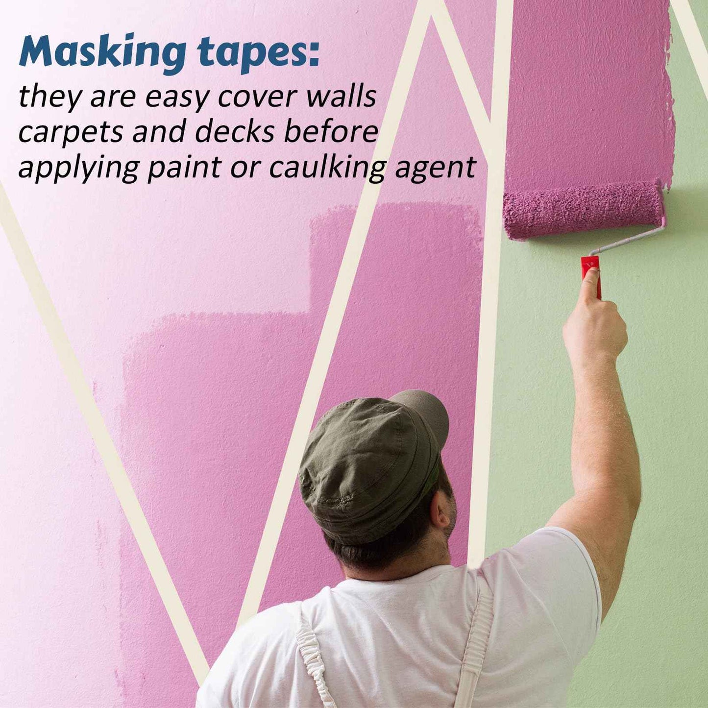 Fainne Masking Tape Bulk General Purpose Masking Painting Tape 55 Yards for Painting Home Office School Stationery Arts Crafts Basic Use, Easy Removal(60 Rolls,1 Inch)