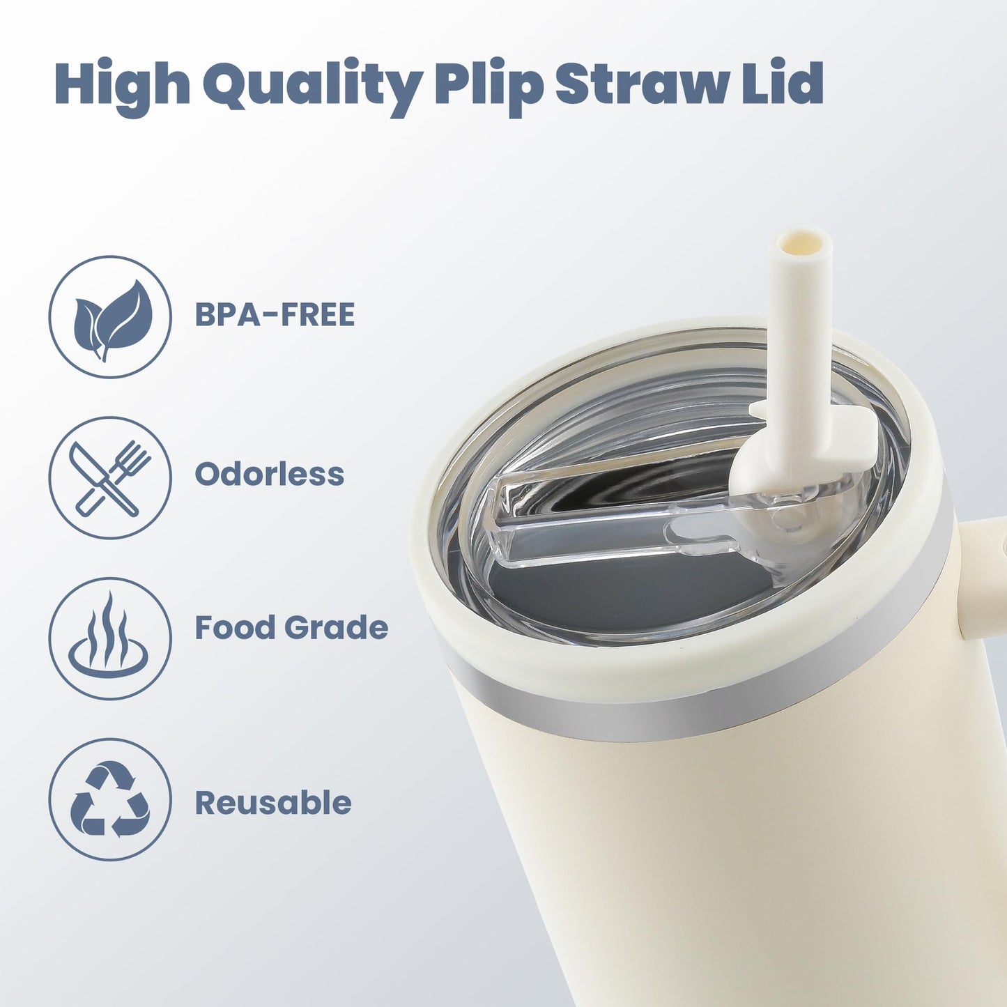 2 Pack Stanley Lid Replacement 40 oz, for Stanley H2.0 Quencher Cup Accessories, Dust-Proof Straw Cover for stanley cups, Spill-Proof Design, Stanley Cup Accessories（Beige & Beige）
