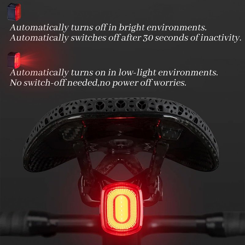 Smart Brake Sensing Bike Tail Light, IPX6 Waterproof USB-C Rechargeable Rear Light with 4 Modes & Same Frequency Induction for Night Cycling Safety
