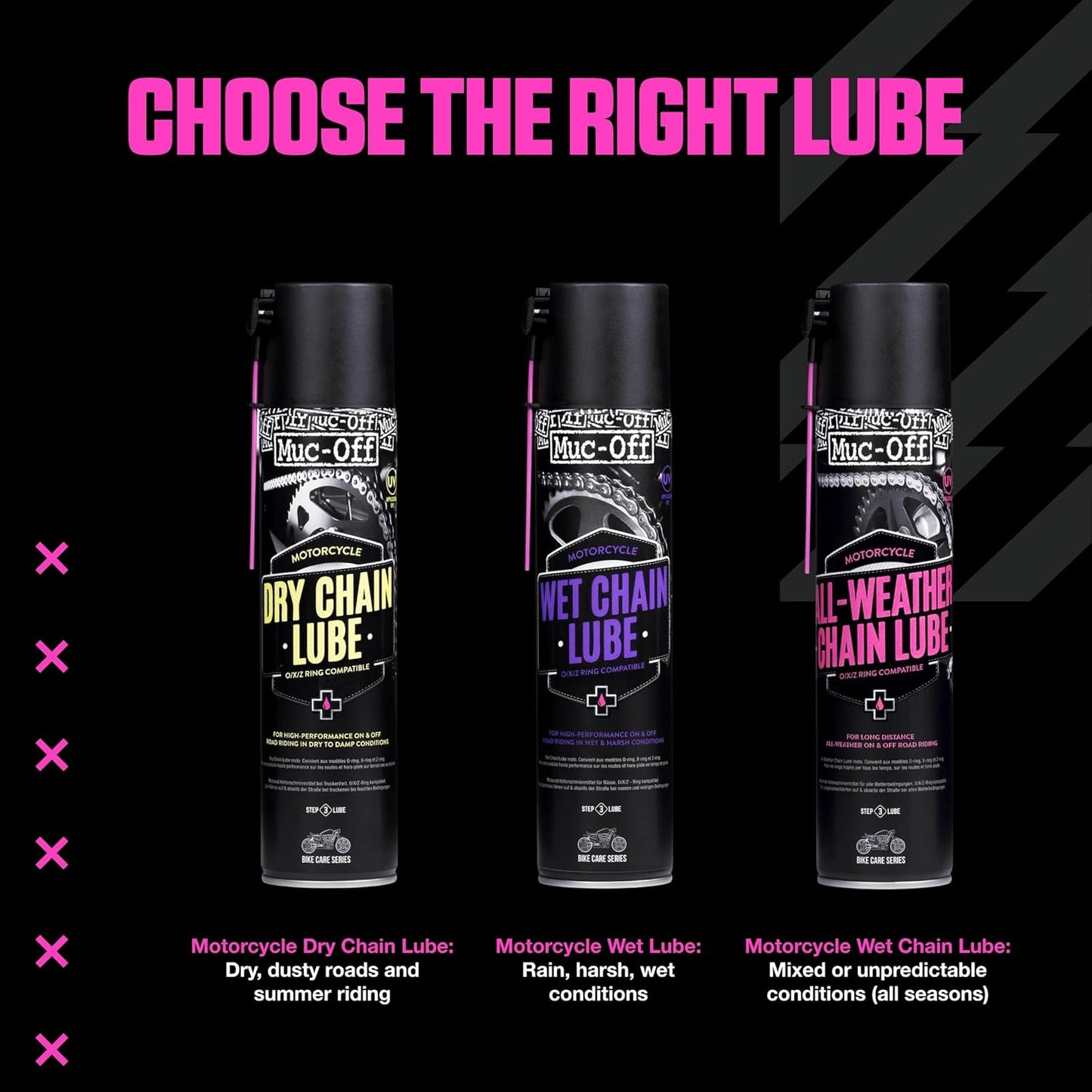 Muc Off All-Weather Motorcycle Chain Lube - Premium 400ml Motorbike Chain Lubricant Spray