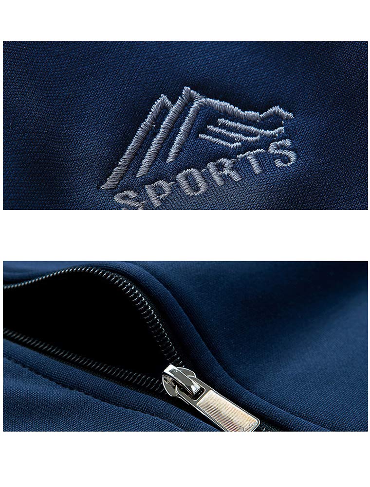 PASOK Men's Casual Tracksuit Long Sleeve Full Zip Running Jogging Sweatsuit Athletic Sports Set Black M
