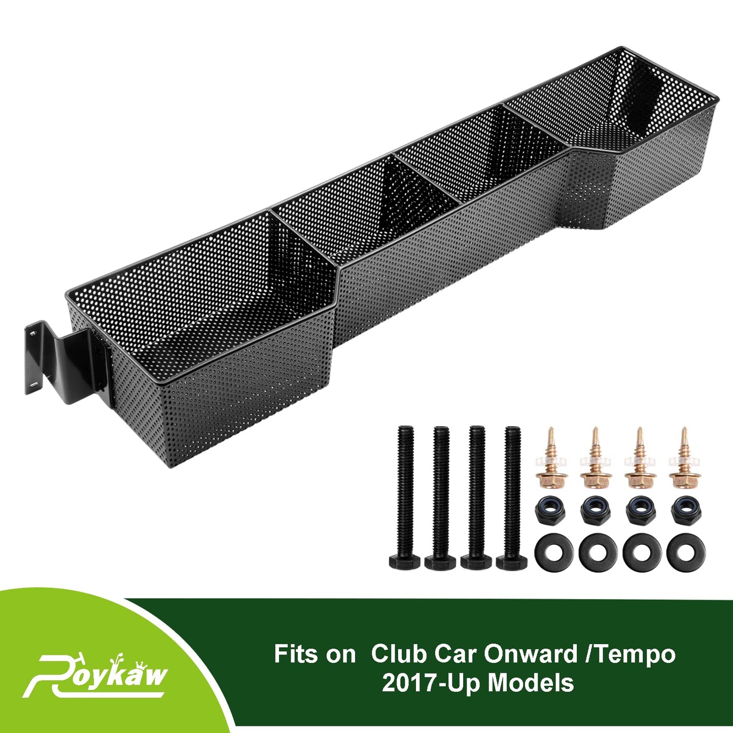 Roykaw Golf Cart Inner Front Storage Basket Dash Tray Organizer Compatible with Club Car Onward/Tempo 2017-Up Models, Upgrade Larger Compartments & One Piece Design, More Sturdy