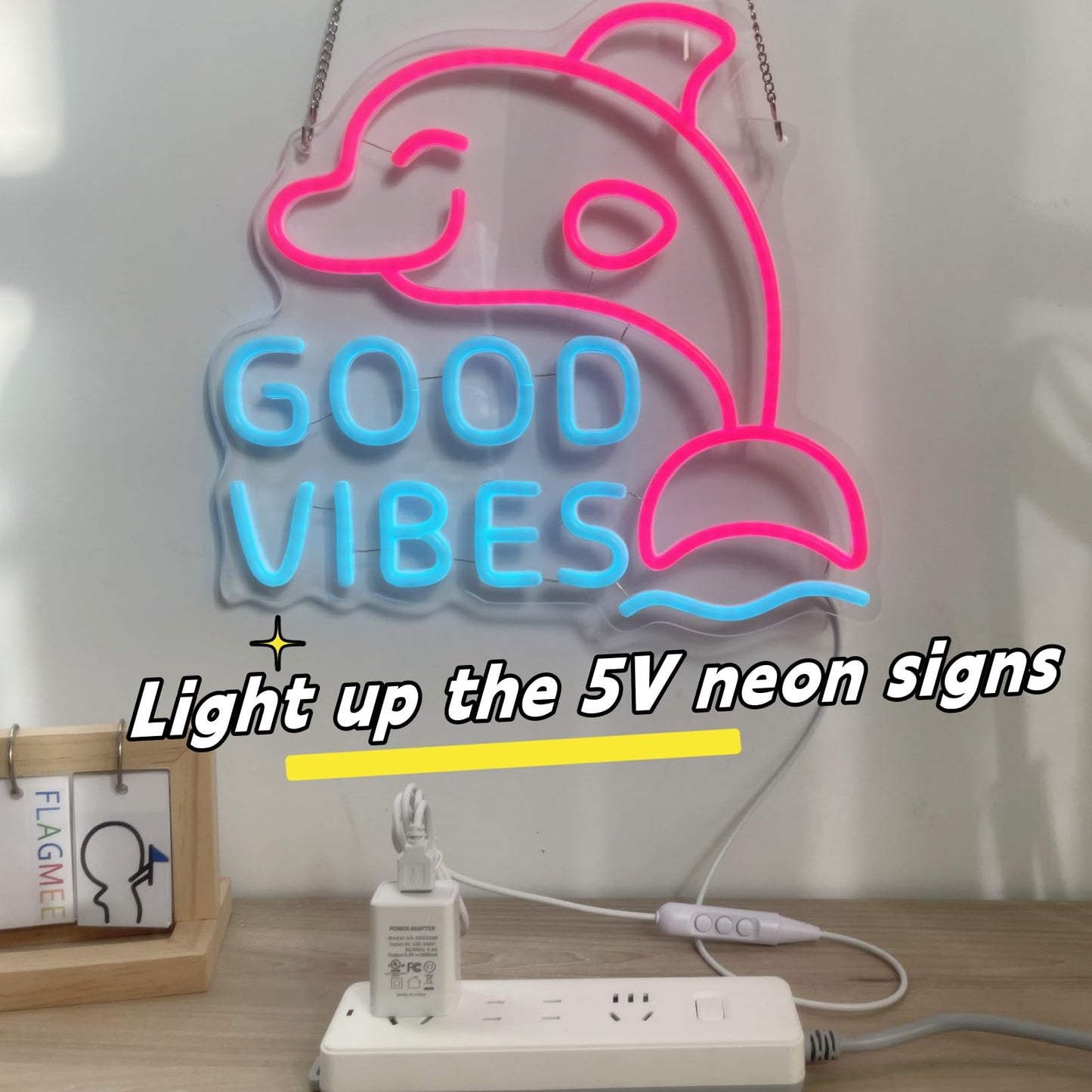 FLAGMEE 5V 2A Neon Sign Charger - Power Adapter for LED Neon Signs, Reliable Power Supply for 5V LED Lights