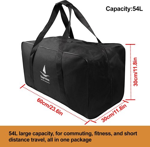 **Foldable Duffle Bag by [Brand Name] - Durable 54L Travel Tote with Zippers & Handles | 23.6"x11.8"x11.8"**