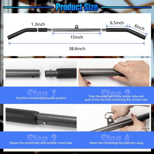 LAT Pulldown Bar Attachment - Non-Slip Handle for Strength Training | 39-Inch Gym Cable Machine Accessory