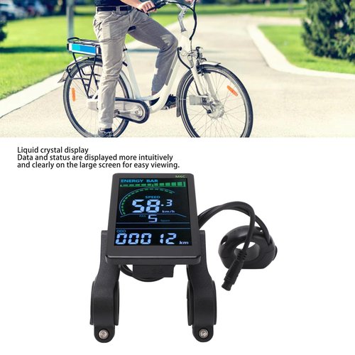 M6C Electric LCD Display Meter ABS, Electric Display Screen Control Panel with 6 Pin Cable Headlight Connector for 24V 36V 48V 60V