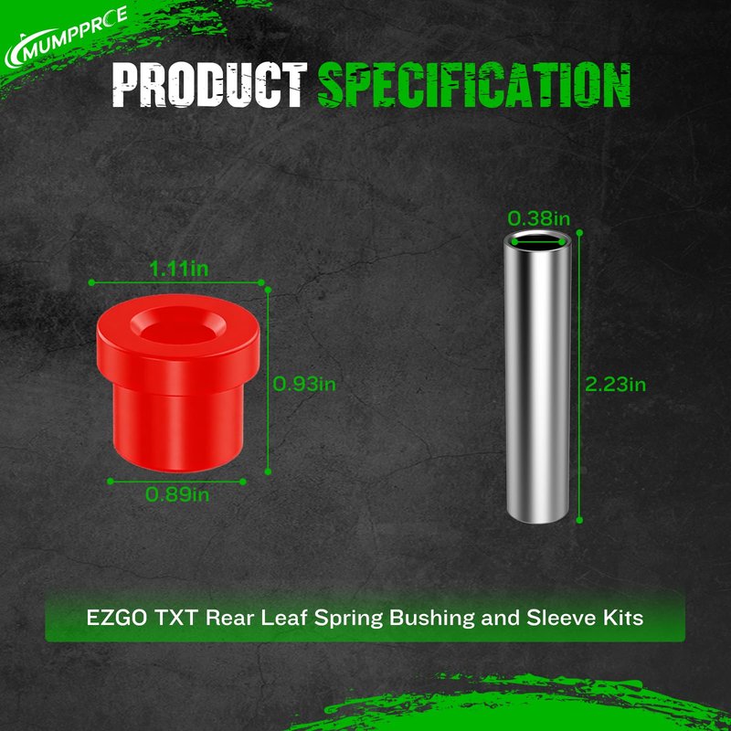 MUMPPRCE EZGO TXT Spring Bushing Kit, Golf Cart Rear Leaf Spring Polyurethane Bushing and Sleeves for EZGO TXT/Medalist (1994-up) & Club Car DS (1981-up), OEM# 70289-G02 70291-G01 14158-G1