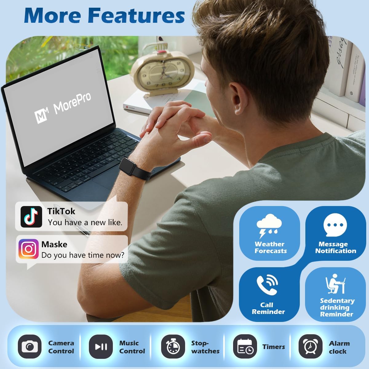 MorePro Smart Fitness Tracker - Advanced Health Monitoring Smartwatch | Sleek Design & Versatile Features