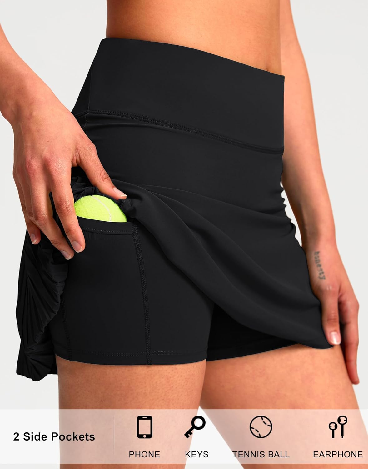 SANTINY 14" Tennis Skirt - Women's Pleated High-Waisted Skort with Built-In Shorts for Golf & Athletics