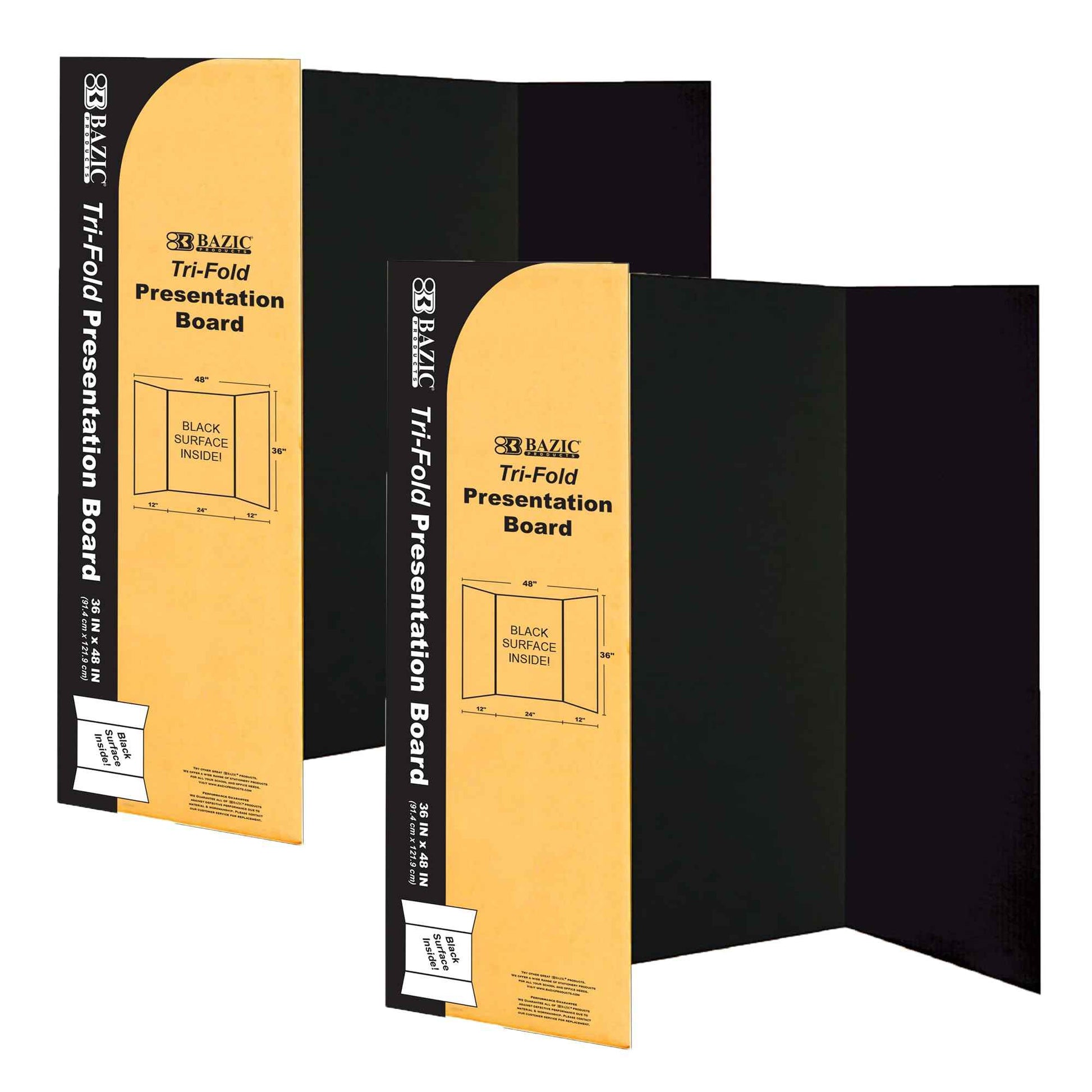 BAZIC Products Trifold Presentation Board 36" X 48" Black, Tri-Fold Corrugated Poster Boards, Cardboard for Display Boards Science Fair Art Project, 2-Pack