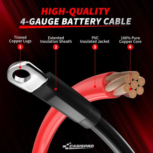 CASISPRO Upgraded 7 PCS Club Car Heavy Duty Battery Cables for Precedent & DS 1994-UP, 36&48 Volt 4 AWG Golf Cart Battery Cable Wiring Kit, Pure Copper Golf Cart Cable Set