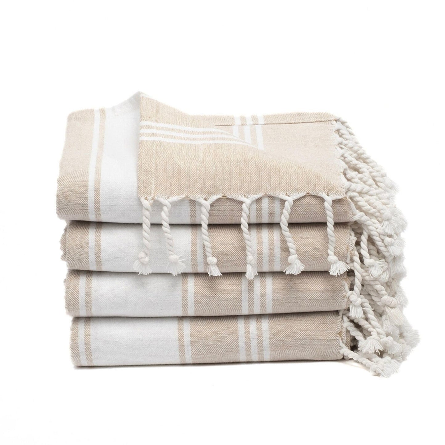 9Threads Cotton Turkish Beach Towel with Towels Oversized 36"x72" Pool Absorbent Extra Large Quick Dry Sand Travel Towel (Beige, 4 Pack)