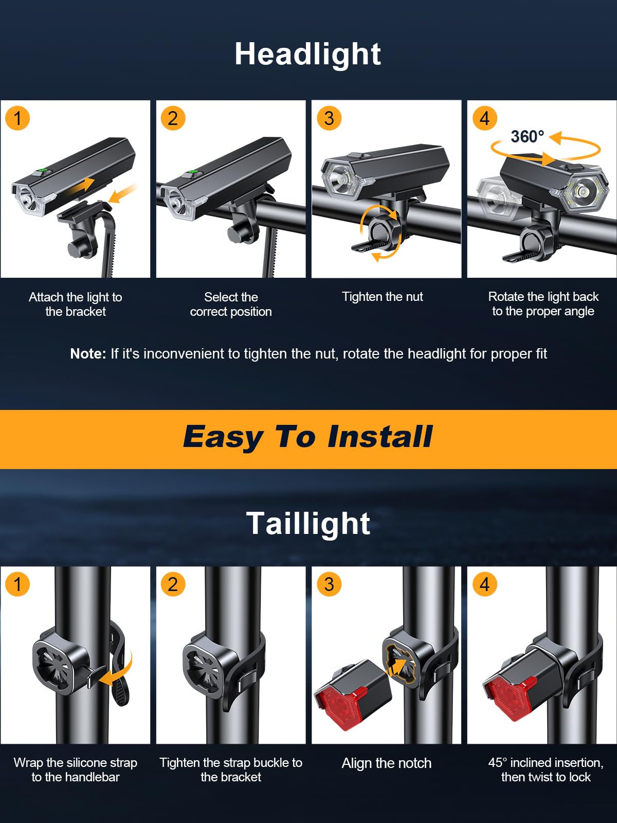 Cuvccn 2026 New 1000 Lumen Super Bright Bike Lights with Side Light, 4+6 Modes Rechargeable Bicycle Lights Front & Rear, IP65 Waterproof Bike Headlight for Day/Night Riding Safety, Scooter Accessories