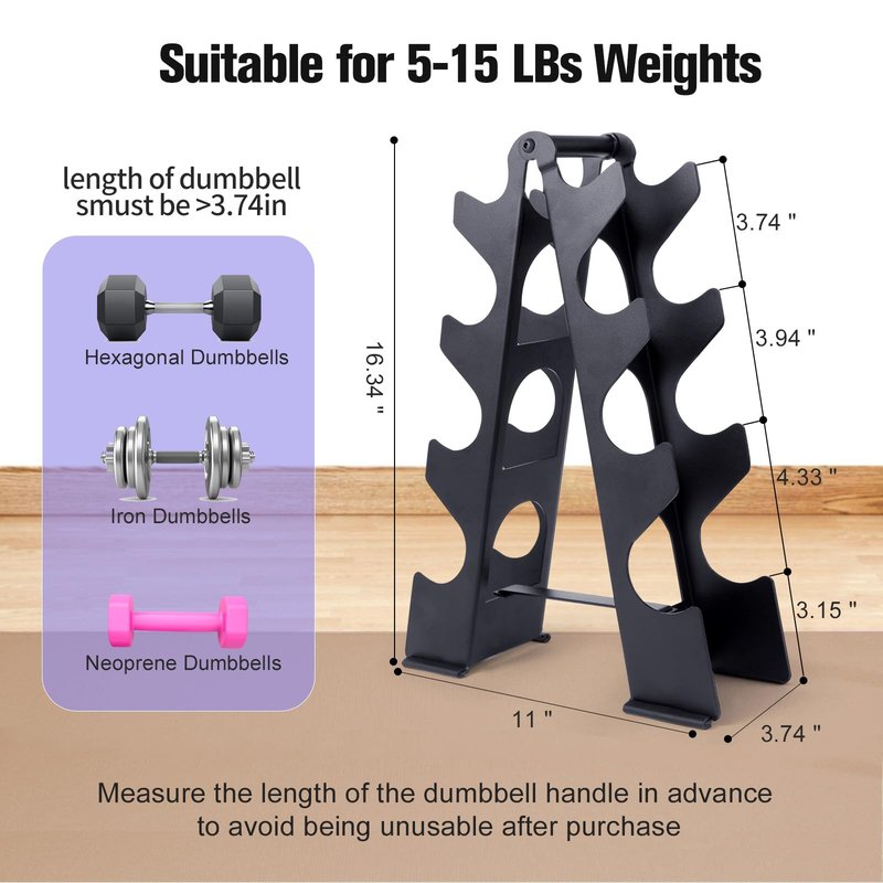 【Dumbbells not Included】 Dumbbell Rack Stand Only, Compact A-Frame Weight Rack for Dumbbells, Rust-Resistant Coated Dumbbell Storage Rack, Dumbbell Stand with Handle & Non-Slip Base for Home Gym
