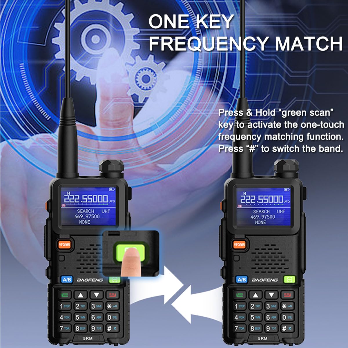 BAOFENG 5RM Ham Radio 10W Handheld (Upgraded of UV-5R) Walkie Talkies Long Range NOAA Weather Receiver Two Way Radio UV5R for Adults Camping Hunting Hiking, Frequency Copy, USB C Charger, 999CH