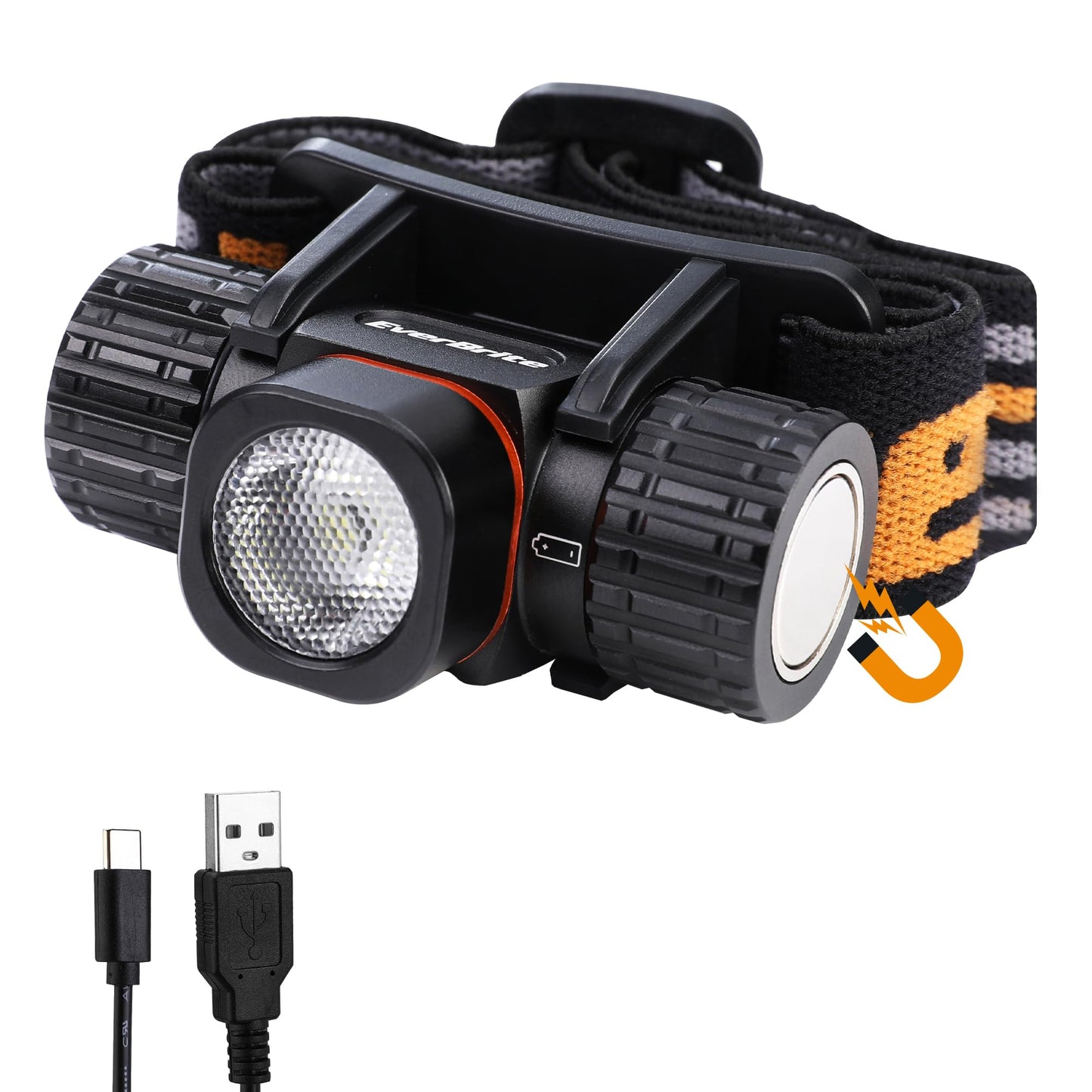 EverBrite Rechargeable Headlamp, 500 Lumen LED Rechargeable Headlight with 4 Light Modes, Magnetic Base and Adjustable Headstrap, Perfect for Camping, Hiking, Caving, Fishing