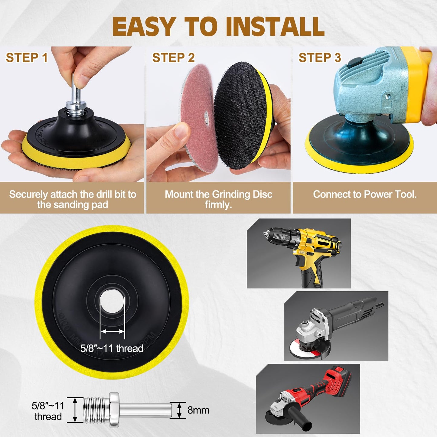 VISCOO 20 Pack 4 Inch Diamond Polishing Pads, Granite Polishing Pads Kit with 5/8''-11 Backer Pad, 50-6000 Grit Wet/Dry Polishing Pads for Marble, Concrete, Quartz, Stone, Tile with Wool Felt Pads