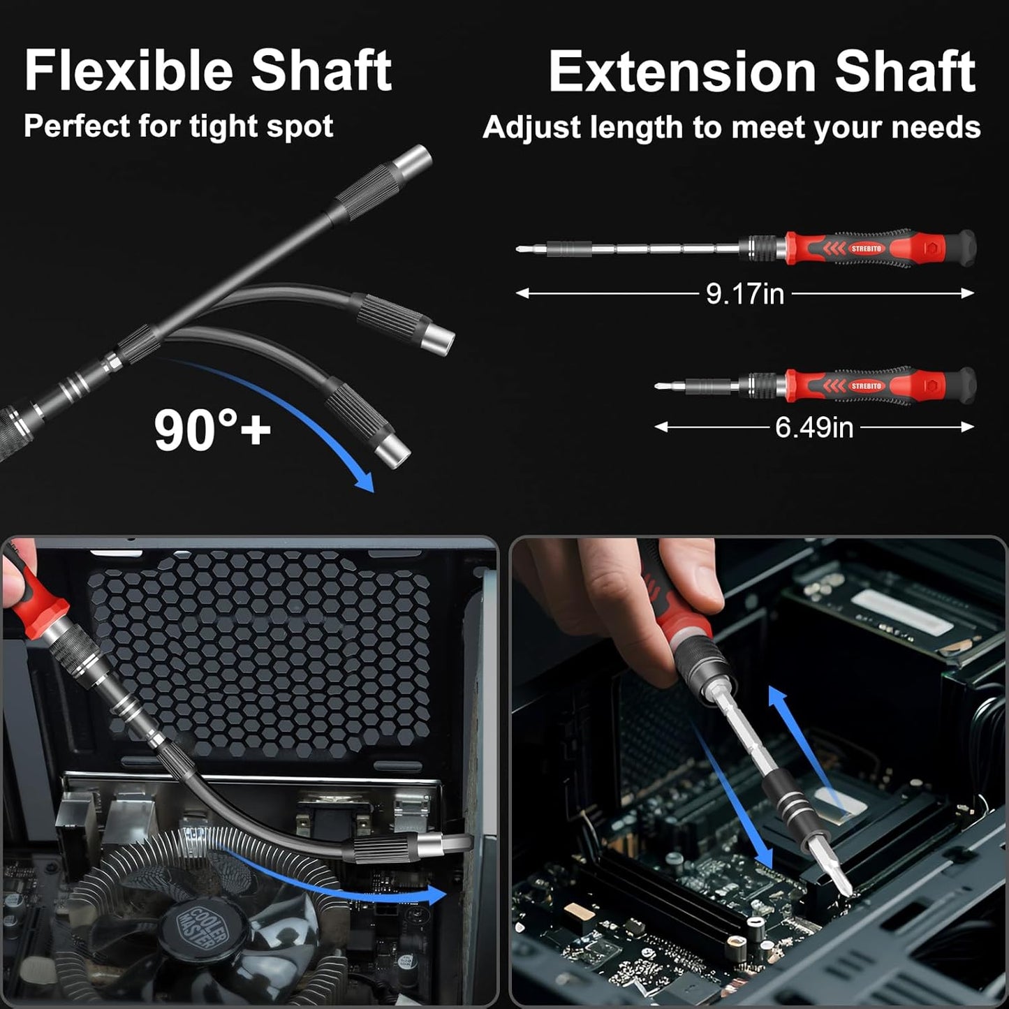 STREBITO 144-in-1 Electric Screwdriver Set - Precision Tool Kit with 120 Magnetic Bits for Electronics & PC Repair