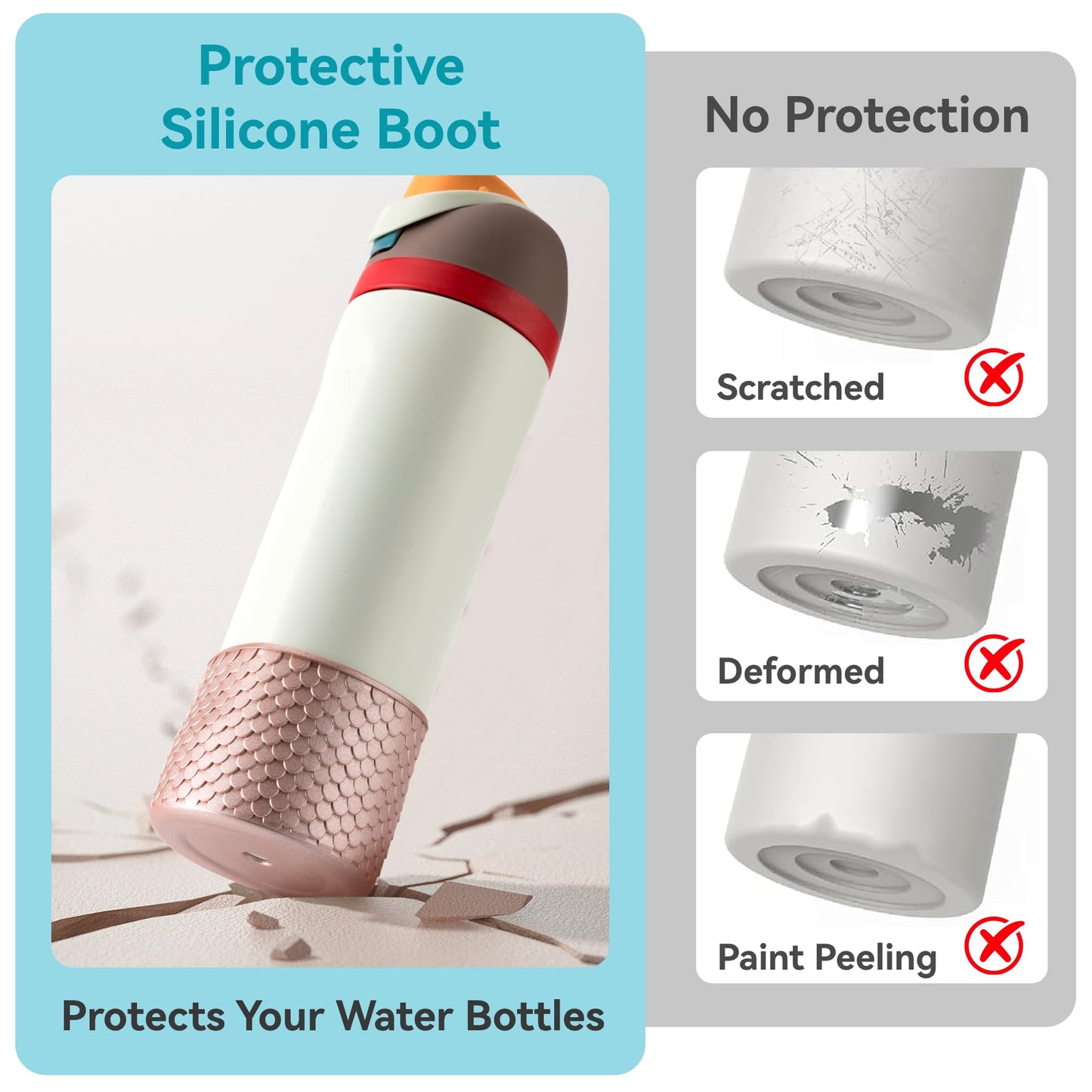 Silicone Bottom Boot Compatible with Owala 24oz FreeSip Water Bottle
