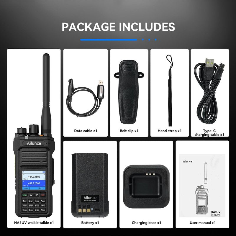 Retevis Ailunce HA1UV Ham Radio, IP67 Waterproof, Long Range Dual Band Handheld Two Way Radio for Beginners, with NOAA Weather Alert & SOS, 2800mAh USB C Charging, Chirp, for Outdoor Emergency