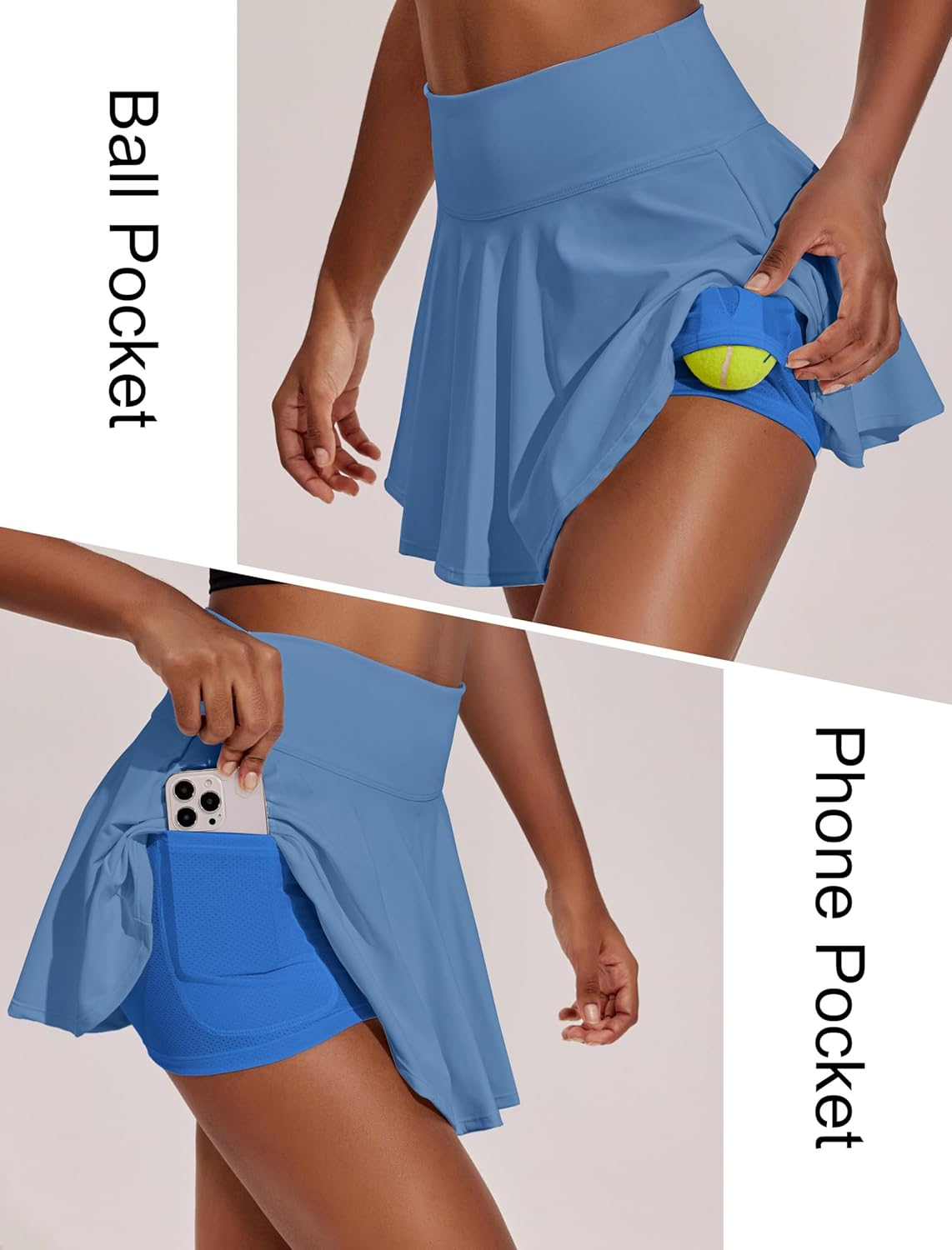 PINSPARK Women's Tennis Skirt - Pleated Athletic Skort with Pockets for Golf & Pickleball | High Waisted