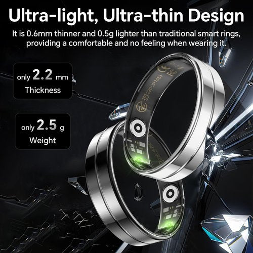 2025 Gesture Control Smart Ring for Men & Women, Free Subscription New Ultra-Thin Fitness Tracker, 24/7 Tracking of Activity Health, Sleep, Body Temperature, Android and iOS (Gold Size 11)