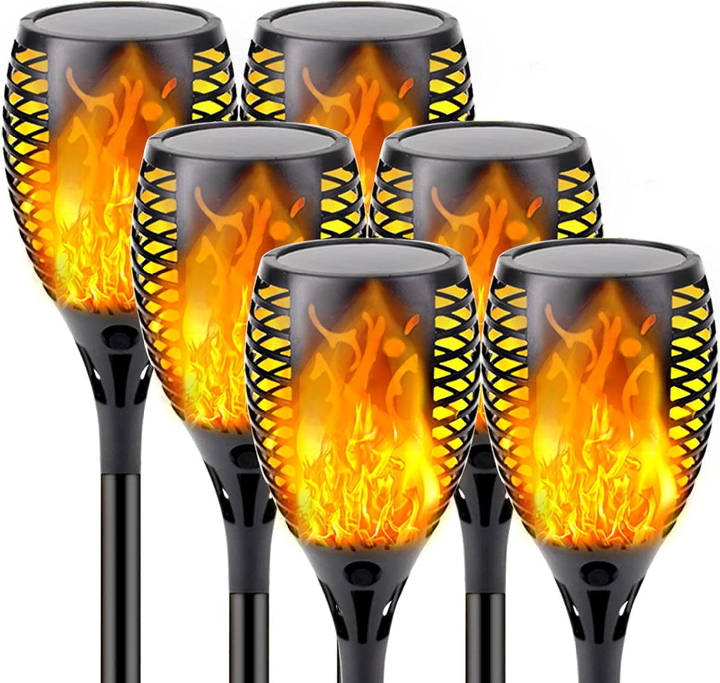 10 Pack Mini Solar Torch Lights - Flickering Flame Outdoor Decor for Halloween, Waterproof Solar Garden Pathway Lights