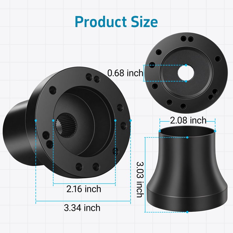 MIXOPOLY Golf Cart Steering Wheel Hub Adapter fits Club Car DS Model, Black and Anti-rust
