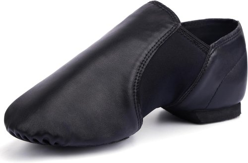 Linodes Unisex Jazz Shoes - Slip-On PU Leather Dance Footwear for Men & Women