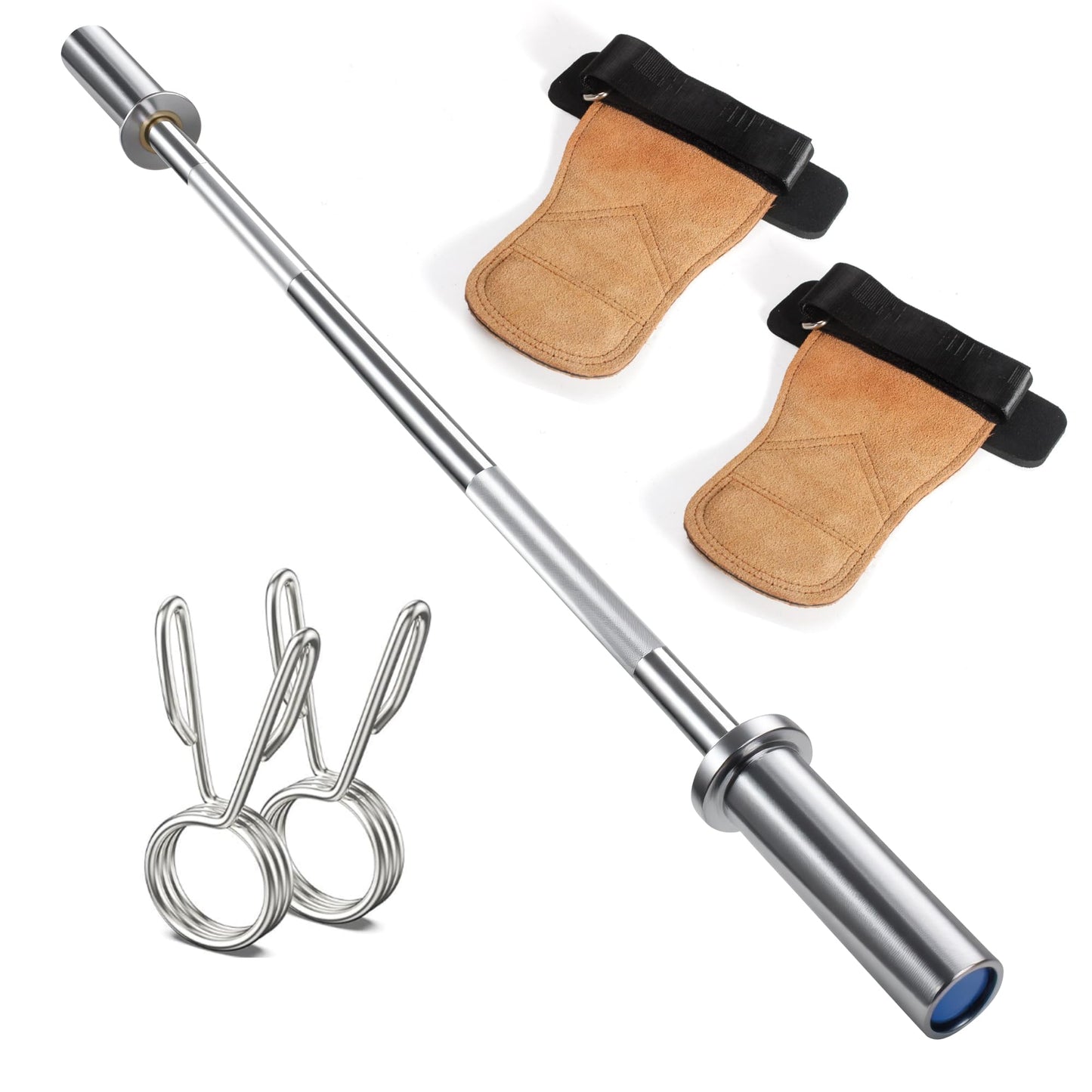 Olympic Barbell 4ft Barbell Set, 2 Inch Barbell for Strength Training with 1 Pair Wrist Straps, Straight Barbell bars Weight Lifting Bar Bells Bar for Bench Press/Deadlift/Squat, 2 Collars(500lb Capacity)