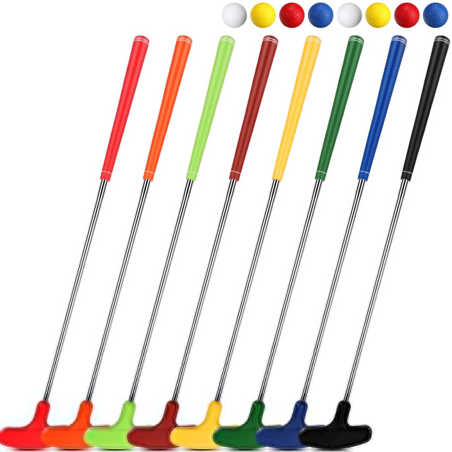 Hiboom 8 Pack Golf Putter Bulk Putter for Left and Right Handed Golfers with 8 Practice Golf Balls(25 Inch,Multi Color)