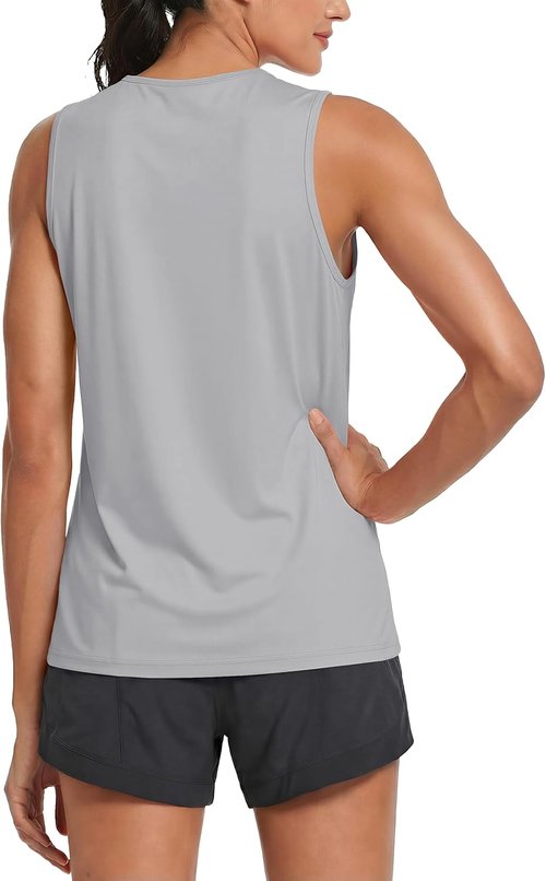 MAGCOMSEN Women's Sleeveless Workout Tank Tops - UPF 80+ Dry Fit Wicking Athletic Gym Wear