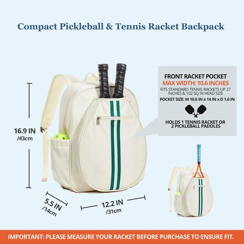 Pickleball Bag Backpack Fits 2 to 6 Paddles, Large Pickle ball Bags for Men and Women with Shoe Compartment and Fence Hook, Great Pickleball Gifts