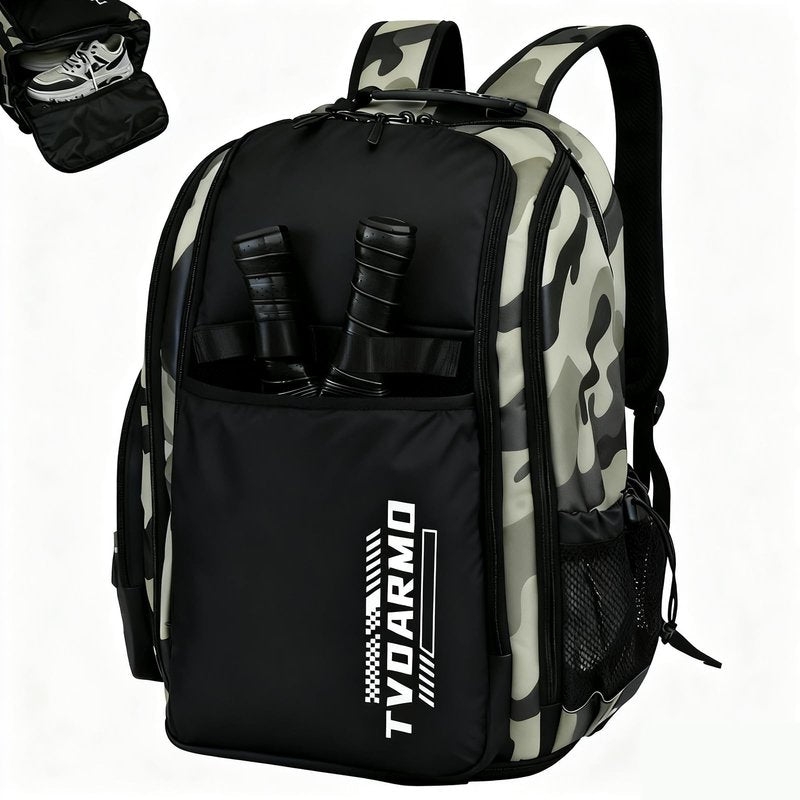 TVDARMO Pickleball Backpack Fits 4 to10 Paddles, Large Pickleball Bag with Laptop Pocket, Shoe Compartment and Fence Hook, Great Pickle Ball Paddle Bag Gifts for Men and Women