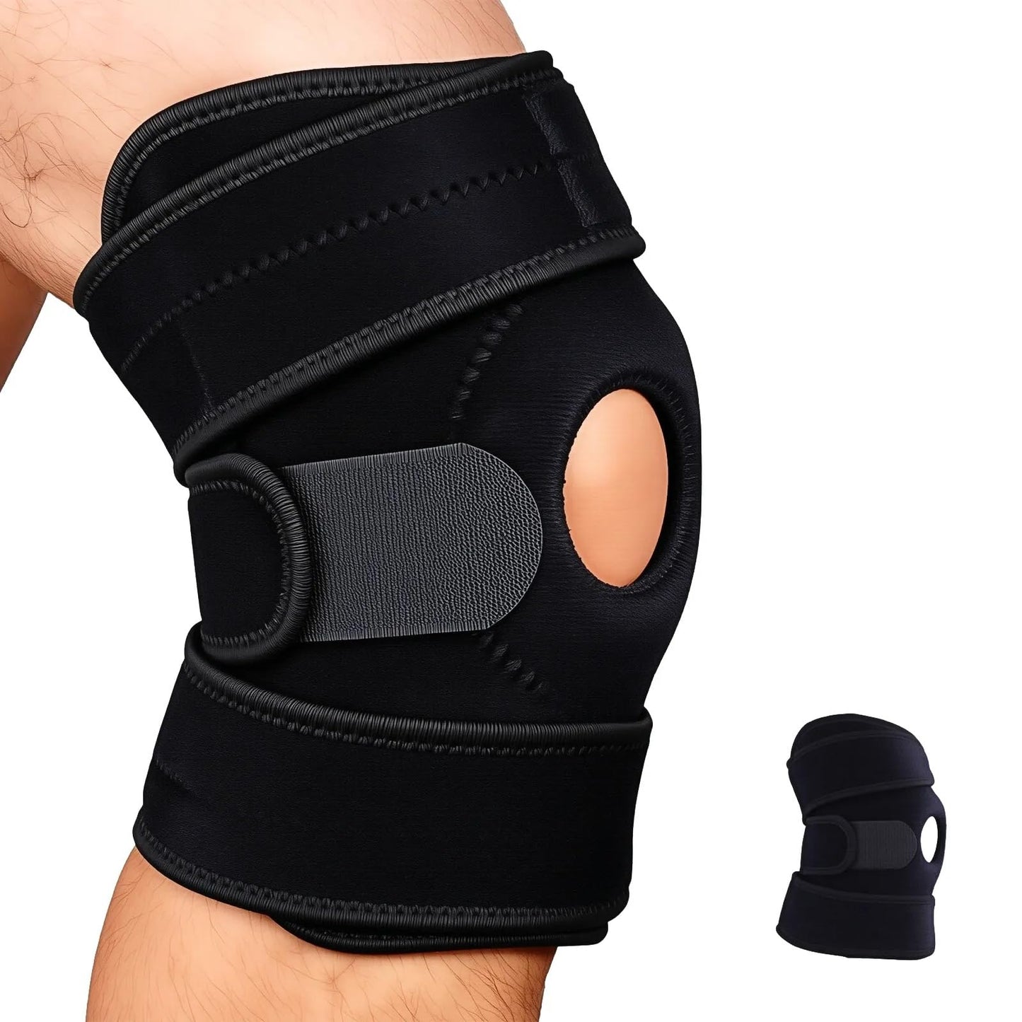YIBLBOX Knee Brace for Women Men with Side Stabilizers, Knee Braces for Knee Pain ACL MCL Arthritis Joint Pain Relief, Adjustable Compression Sleeve Patellar Tendon Support Strap, Pack of 1