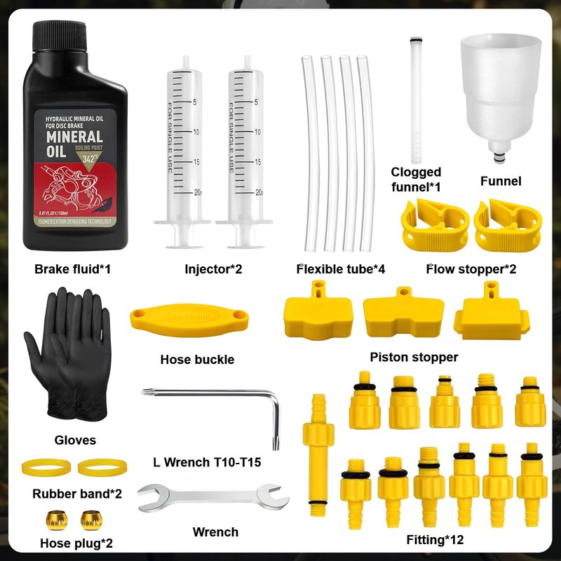 BIBOKLTIY Brake Bleed Kit,Bicycle Hydraulic Brake Bleed Kit Including 150ML Mineral Oil for Shimano,TEKTRO, TRP Hydraulic Disc Brakes