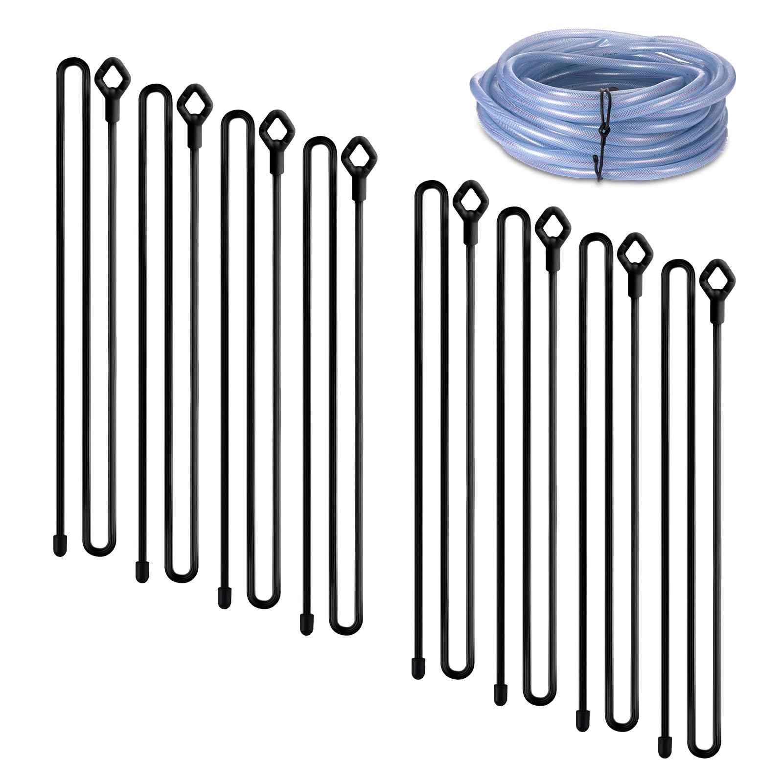 OCTOXEQA Reusable Rubber Twist Ties - 32-Inch Bendable Heavy Duty, Black Silicone Ties for Bundling and Holding, Indoor/Outdoor Use (8pcs)