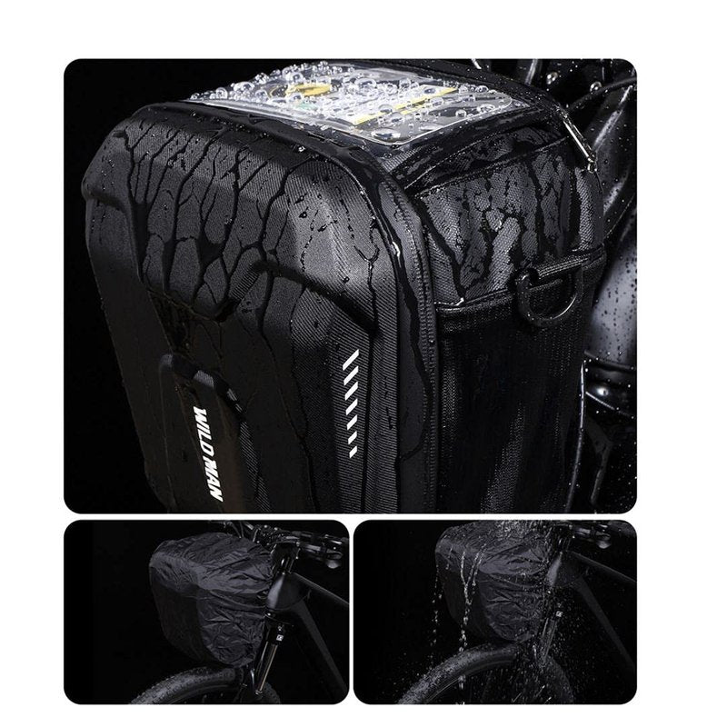 WILD MAN Quick Release 3.5L Hard Shell Waterproof Scooter Storage Bag with Touch Screen for Kick Scooters Folding Bike(GS9)