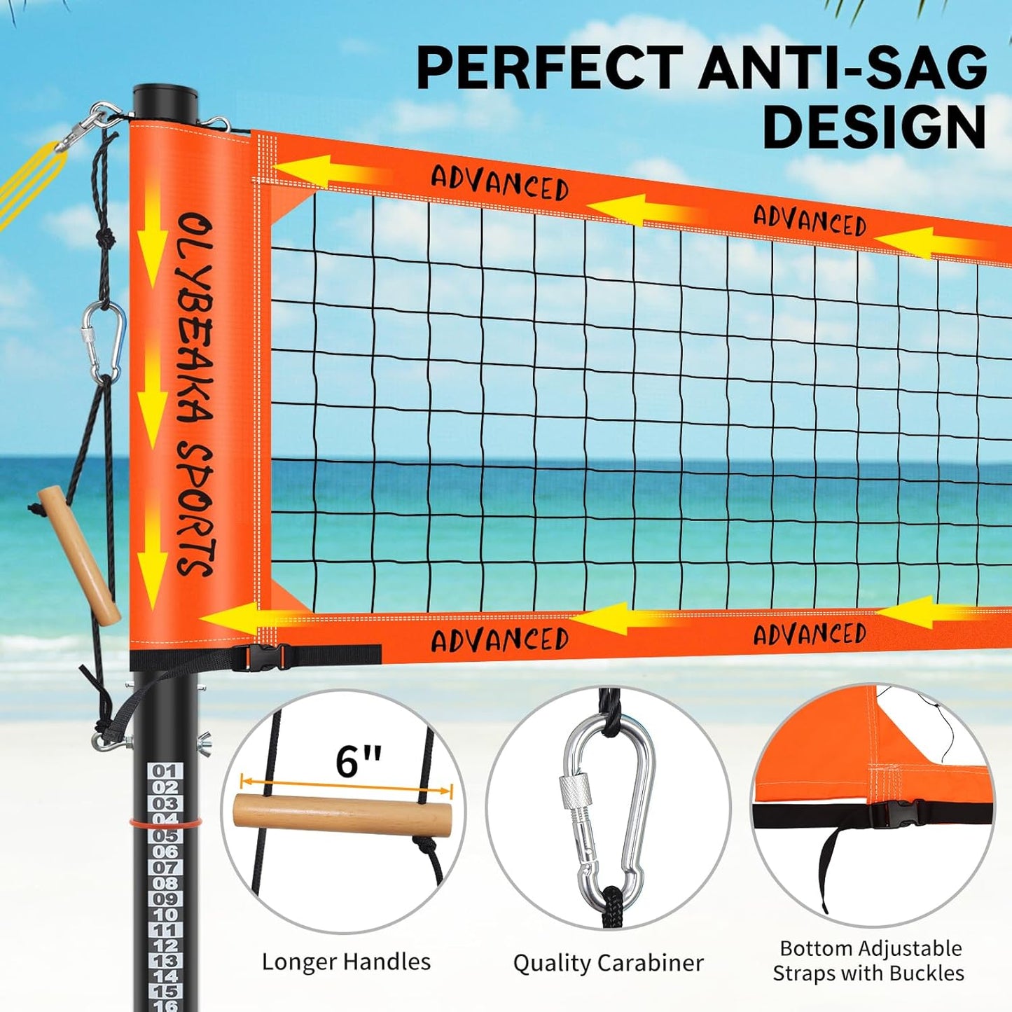 Professional Volleyball Net Set by [Brand Name] - Durable 1.7" Aluminum Poles, 45-ply HDPE Net, PU Volleyball & Pump, Easy Setup